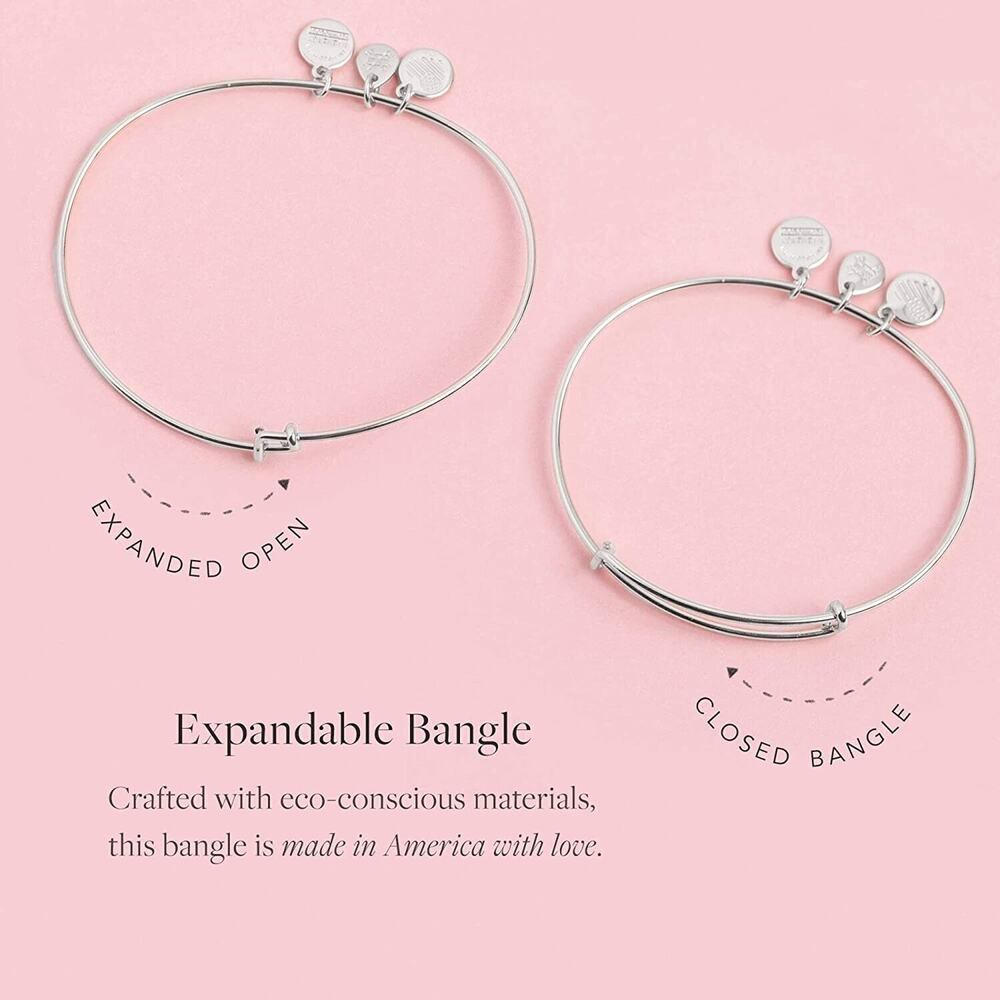 NEW Alex and Ani Birthstone Bracelet Bangle April Clear Crystal Charms Silver - Picture 4 of 6